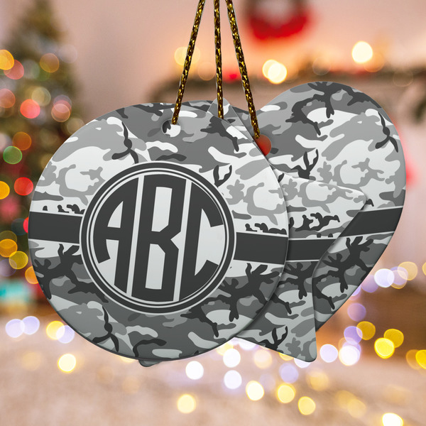 Custom Camo Ceramic Ornament w/ Monogram