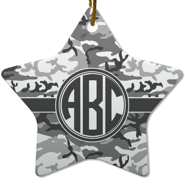 Custom Camo Star Ceramic Ornament w/ Monogram