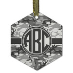 Camo Flat Glass Ornament - Hexagon w/ Monogram