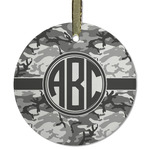 Camo Flat Glass Ornament - Round w/ Monogram