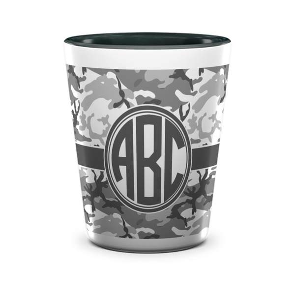 Custom Camo Ceramic Shot Glass - 1.5 oz - Two Tone - Set of 4 (Personalized)