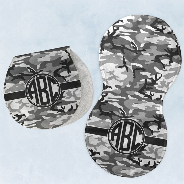 Custom Camo Burp Pads - Velour - Set of 2 w/ Monogram