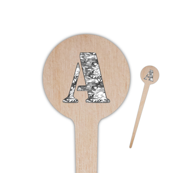 Custom Camo 4" Round Wooden Food Picks - Single Sided (Personalized)