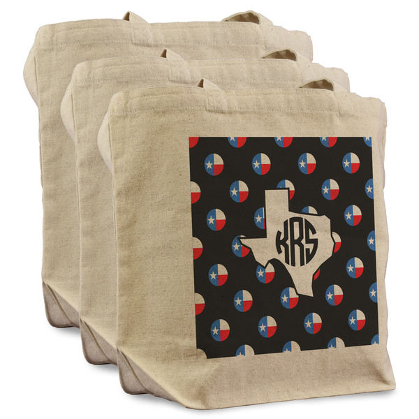 Custom Texas Polka Dots Reusable Cotton Grocery Bags - Set of 3 (Personalized)