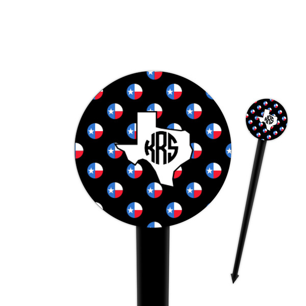 Custom Texas Polka Dots 4" Round Plastic Food Picks - Black - Double Sided (Personalized)