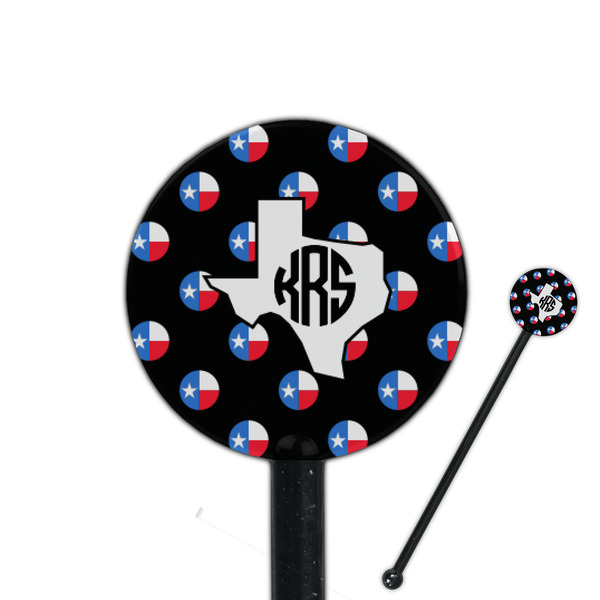 Custom Texas Polka Dots 5.5" Round Plastic Stir Sticks - Black - Double Sided (Personalized)