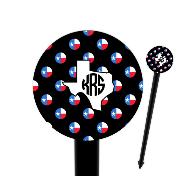 Custom Texas Polka Dots 6" Round Plastic Food Picks - Black - Single Sided (Personalized)