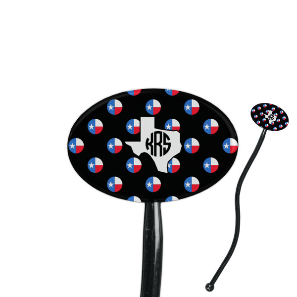 Custom Texas Polka Dots 7" Oval Plastic Stir Sticks - Black - Double Sided (Personalized)