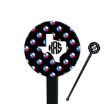 Texas Polka Dots 7" Round Plastic Stir Sticks - Black - Single Sided (Personalized)