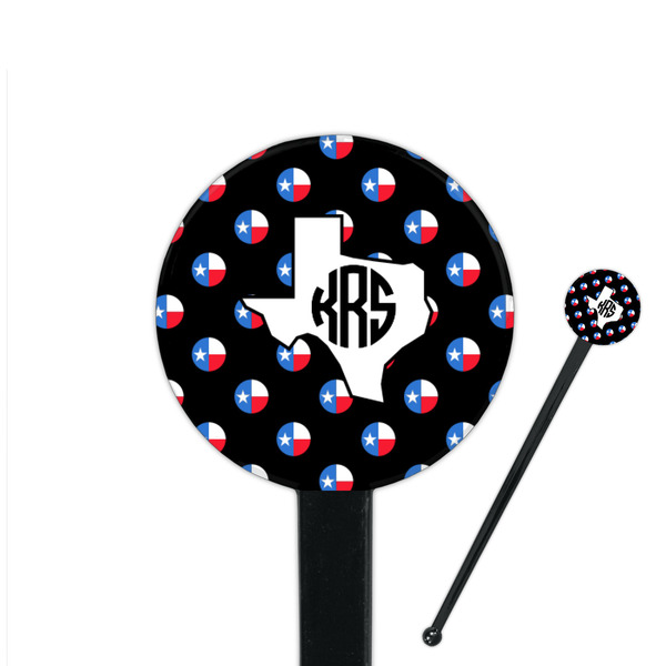 Custom Texas Polka Dots 7" Round Plastic Stir Sticks - Black - Single Sided (Personalized)