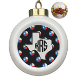 Texas Polka Dots Ceramic Ball Ornaments - Poinsettia Garland (Personalized)