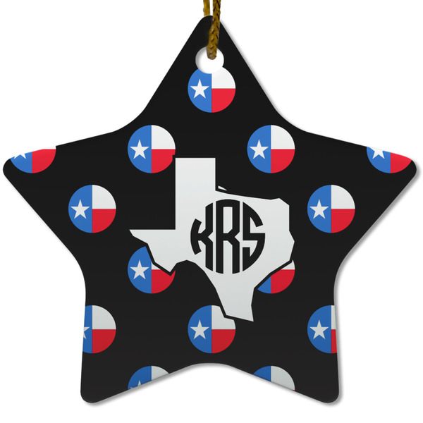 Custom Texas Polka Dots Star Ceramic Ornament w/ Monogram