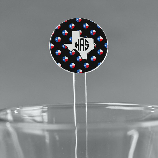 Custom Texas Polka Dots 7" Round Plastic Stir Sticks - Clear (Personalized)