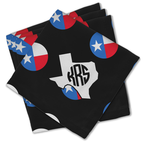 Custom Texas Polka Dots Cloth Cocktail Napkins - Set of 4 w/ Monogram