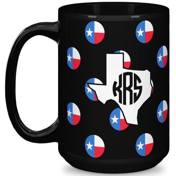 Custom Texas Polka Dots 15 Oz Coffee Mug - Black (Personalized)