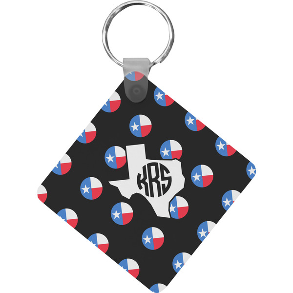 Custom Texas Polka Dots Diamond Plastic Keychain w/ Monogram