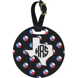 Texas Polka Dots Plastic Luggage Tag - Round (Personalized)