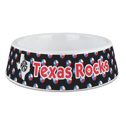 Texas Polka Dots Plastic Dog Bowl - Large (Personalized)