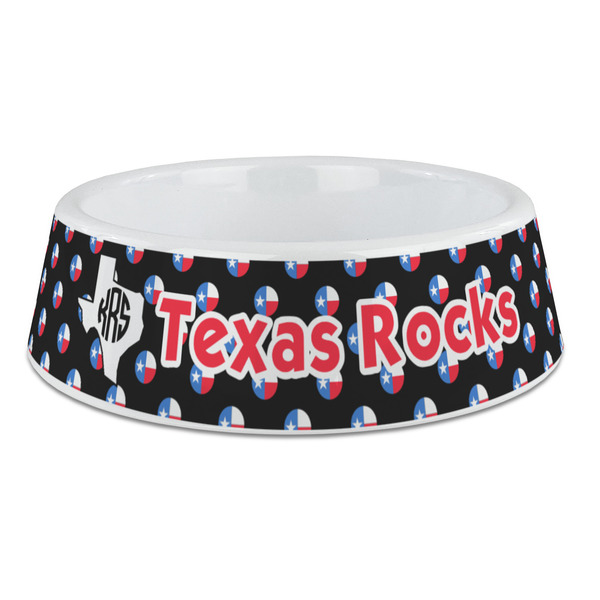 Custom Texas Polka Dots Plastic Dog Bowl - Large (Personalized)