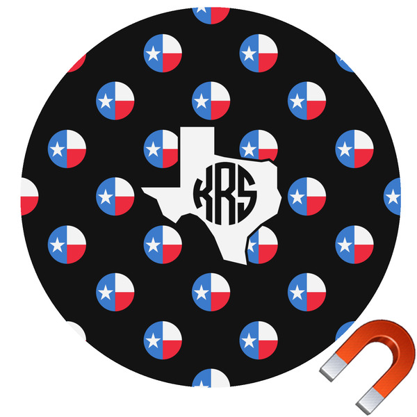 Custom Texas Polka Dots Round Car Magnet - 6" (Personalized)