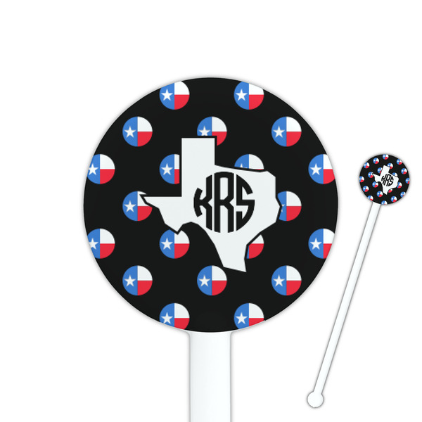 Custom Texas Polka Dots 5.5" Round Plastic Stir Sticks - White - Single Sided (Personalized)