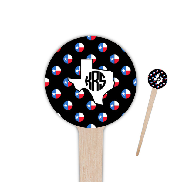 Custom Texas Polka Dots 4" Round Wooden Food Picks - Single Sided (Personalized)