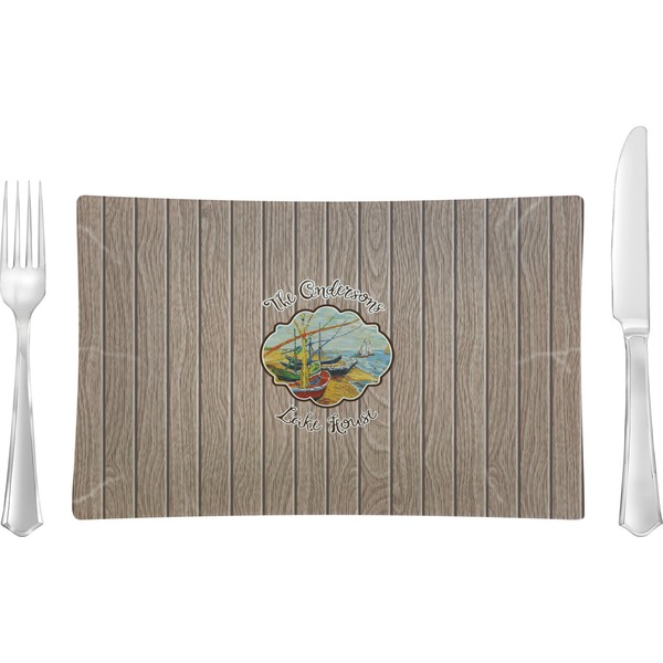 Custom Lake House Glass Rectangular Lunch / Dinner Plate (Personalized)