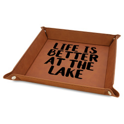 Lake House Faux Leather Dice Tray - 9" x 9" - Rawhide