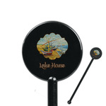 Lake House 5.5" Round Plastic Stir Sticks - Black - Double Sided (Personalized)