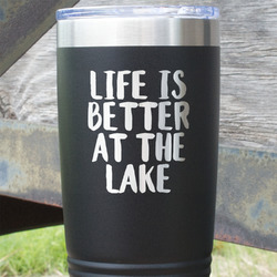 Lake House 20 oz Stainless Steel Tumbler - Black - Double Sided (Personalized)