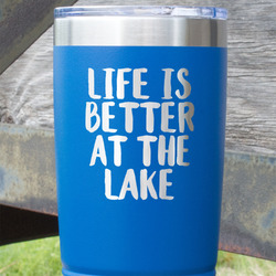 Lake House 20 oz Stainless Steel Tumbler - Royal Blue - Double Sided (Personalized)