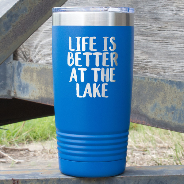 Custom Lake House 20 oz Stainless Steel Tumbler - Royal Blue - Double Sided (Personalized)