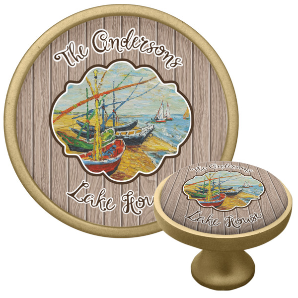 Custom Lake House Cabinet Knob - Gold (Personalized)