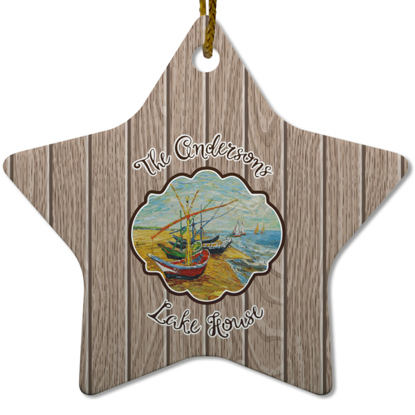 Custom Lake House Star Ceramic Ornament w/ Name or Text