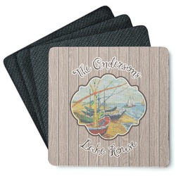 Lake House Square Rubber Backed Coasters - Set of 4 (Personalized)