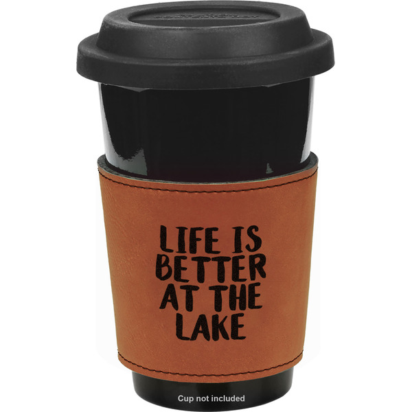 Custom Lake House Leatherette Cup Sleeve - Single Sided (Personalized)