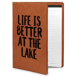 Lake House Leatherette Portfolio with Notepad - Large - Double Sided (Personalized)