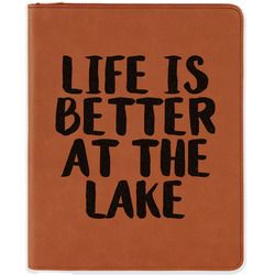 Lake House Leatherette Zipper Portfolio with Notepad - Double Sided (Personalized)