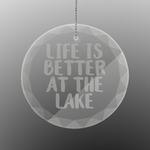 Lake House Engraved Glass Ornament - Round (Personalized)