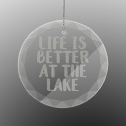 Lake House Engraved Glass Ornament - Round (Personalized)