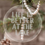 Lake House Engraved Glass Ornament (Personalized)