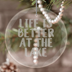 Lake House Engraved Glass Ornament (Personalized)