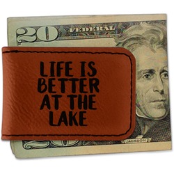 Lake House Leatherette Magnetic Money Clip - Double Sided (Personalized)