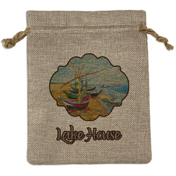 Lake House Medium Burlap Gift Bag - Front (Personalized)