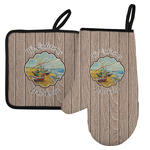 Lake House Left Oven Mitt & Pot Holder Set w/ Name or Text