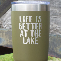 Lake House 20 oz Stainless Steel Tumbler - Olive - Single Sided (Personalized)