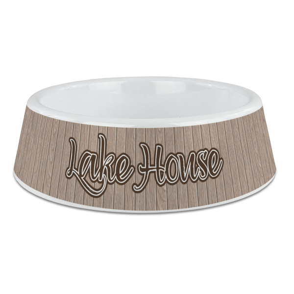 Custom Lake House Plastic Dog Bowl - Large (Personalized)