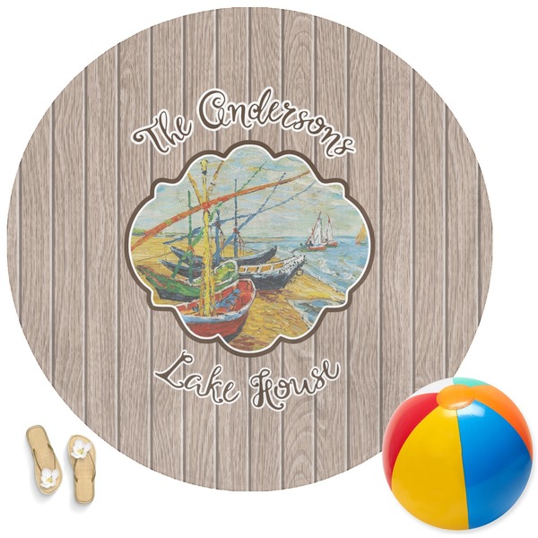 Custom Lake House Round Beach Towel (Personalized)