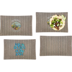 Lake House Set of 4 Glass Rectangular Lunch / Dinner Plate (Personalized)