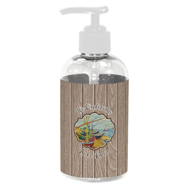 Custom Lake House Plastic Soap / Lotion Dispenser (8 oz - Small - White) (Personalized)